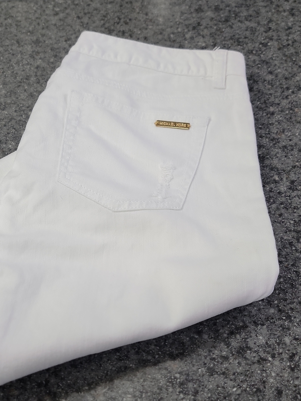 Michael Kors White Skinny Jeans with Gold Logo Accent